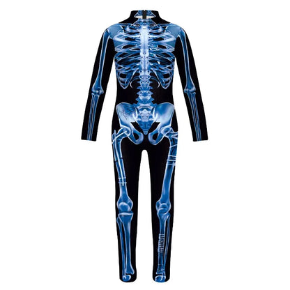 Kids Halloween Cosplay Scary Costume Zombies Skeleton Print Jumpsuit Boys Girls Zentai Suit Child Carnival Party Birthday Gifts