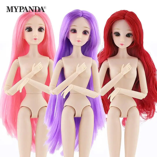 Doll 18 Movable Joints 30 Cm 3D Eyes Plastic Doll Girl DIY Toy Multi-Color Nude Body Fashion Gift
