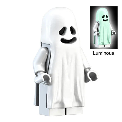 Horror Halloween Movie Stay Puft Luminous Smiling Crying Ghost Vitruvius Model Building Blocks Enlighten Brick Toys for Children