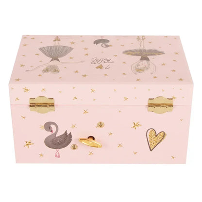 7-Inch Black Swan Ballet Music Box Drawer Jewelry Storage Octopath Box Makeup Mirror Christmas Gift for Wife and Daughter
