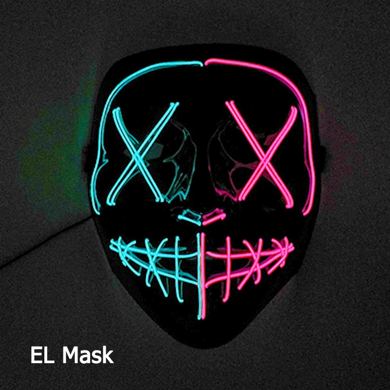 New Arrival LED Luminous Cosplay Anime Mask Neon Light Up Fox Mask Halloween Party Mask Carnival Party Led Mask