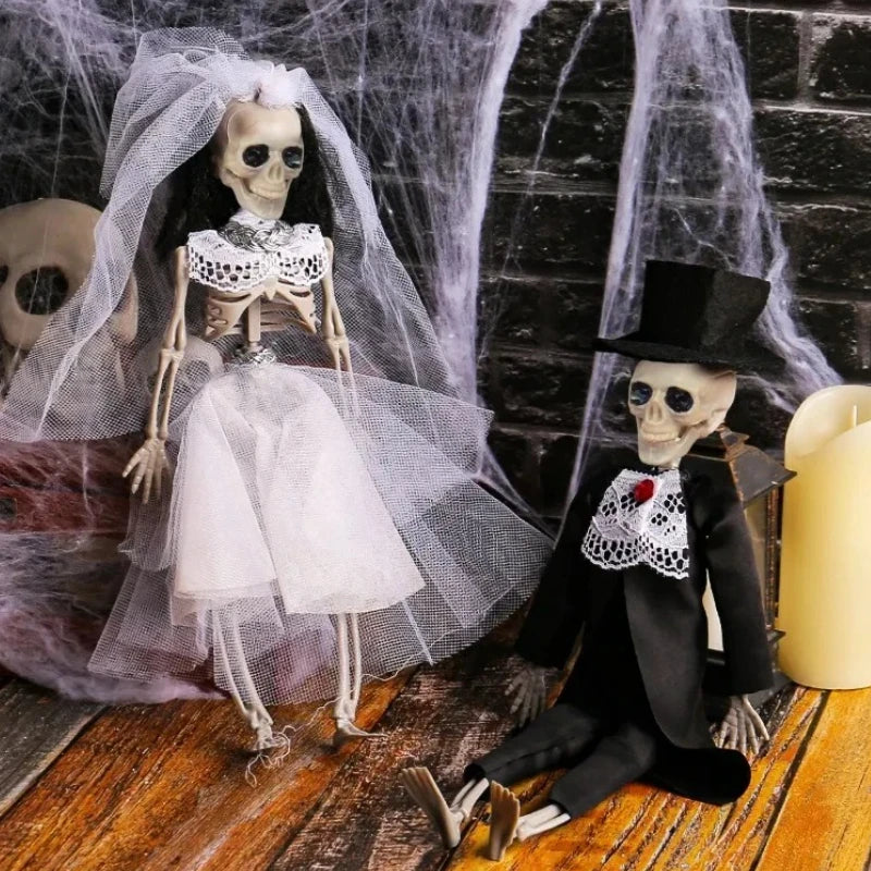 1-4pcs Halloween Skeleton Bride and Groom Hanging Decoration for Creepy Chamber Haunted House Outdoor Yard Party Props