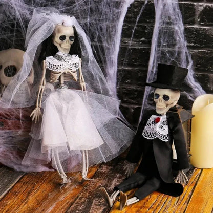 1-4pcs Halloween Skeleton Bride and Groom Hanging Decoration for Creepy Chamber Haunted House Outdoor Yard Party Props