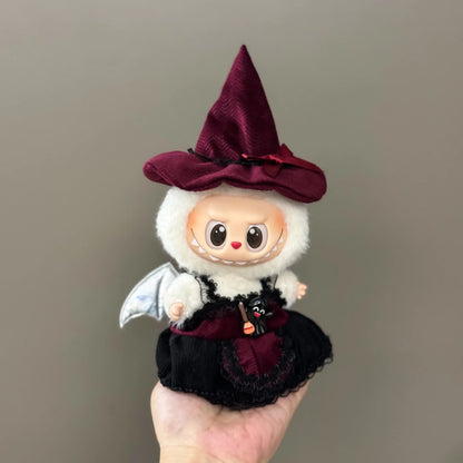 17cm Labubu Outfit Halloween Sets Carnival Party Cloak Pumpkin Costume Clothes for Labubu No Shoes