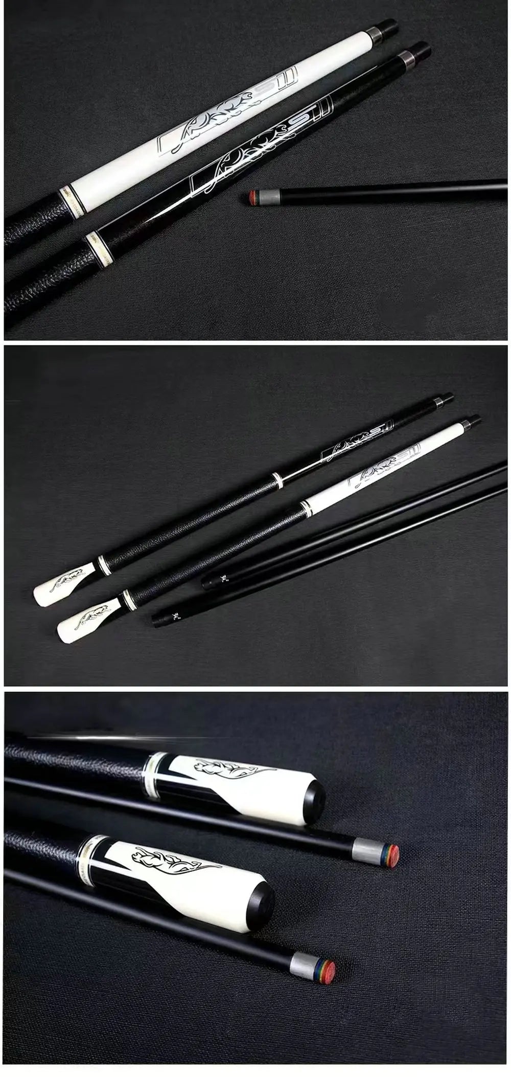 PREOAIDR 58" Universal Black Technological Billiard Pool Cue Stick 10.8/11.8/13mm + Case Holder Set