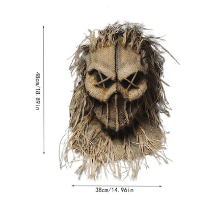 2025 Scary Halloween Scarecrow Mask Headdress Funny Props Horror Atmosphere Masquerade Mask Cosplay Party Props Deadpool Cosplay
