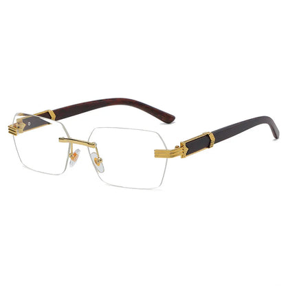 Luxury Rimless Square Sunglasses Man Brand Designer Frameless Gradient Sun Glasses Woman Fashion Vintage Wooden Oculos De Sol