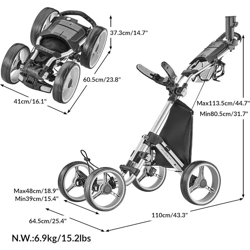 CaddyTek Explorer V8 - SuperLite 4 Wheel Golf Push Cart, Explorer Version 8