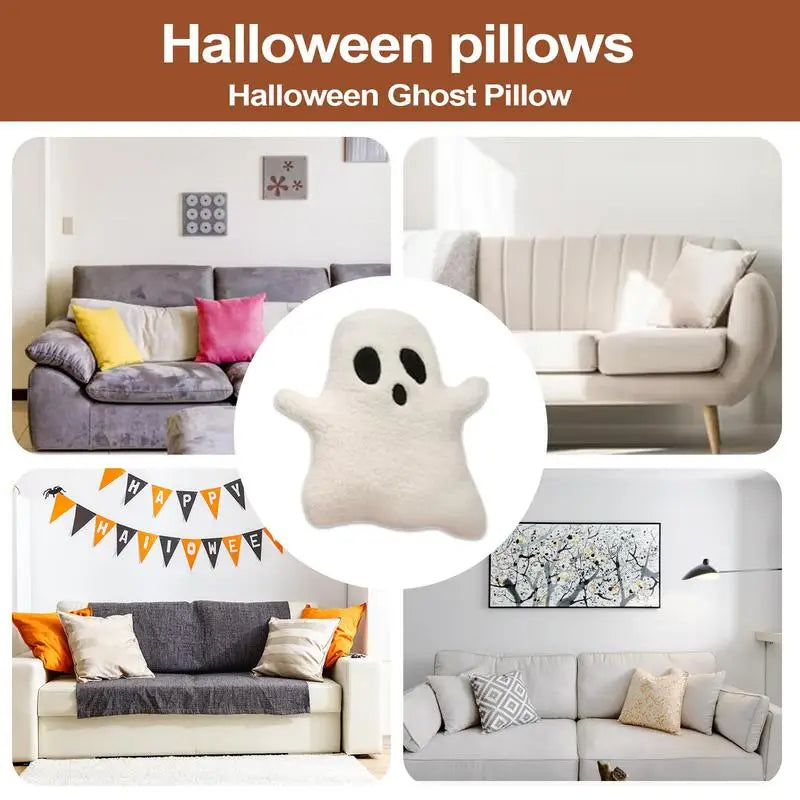 32cm Cute Halloween Pillow Stuffed Ghost Throw Pillow Soft Cartoon Ghost Doll Toy Stuffed Plushie Home Halloween Decorations