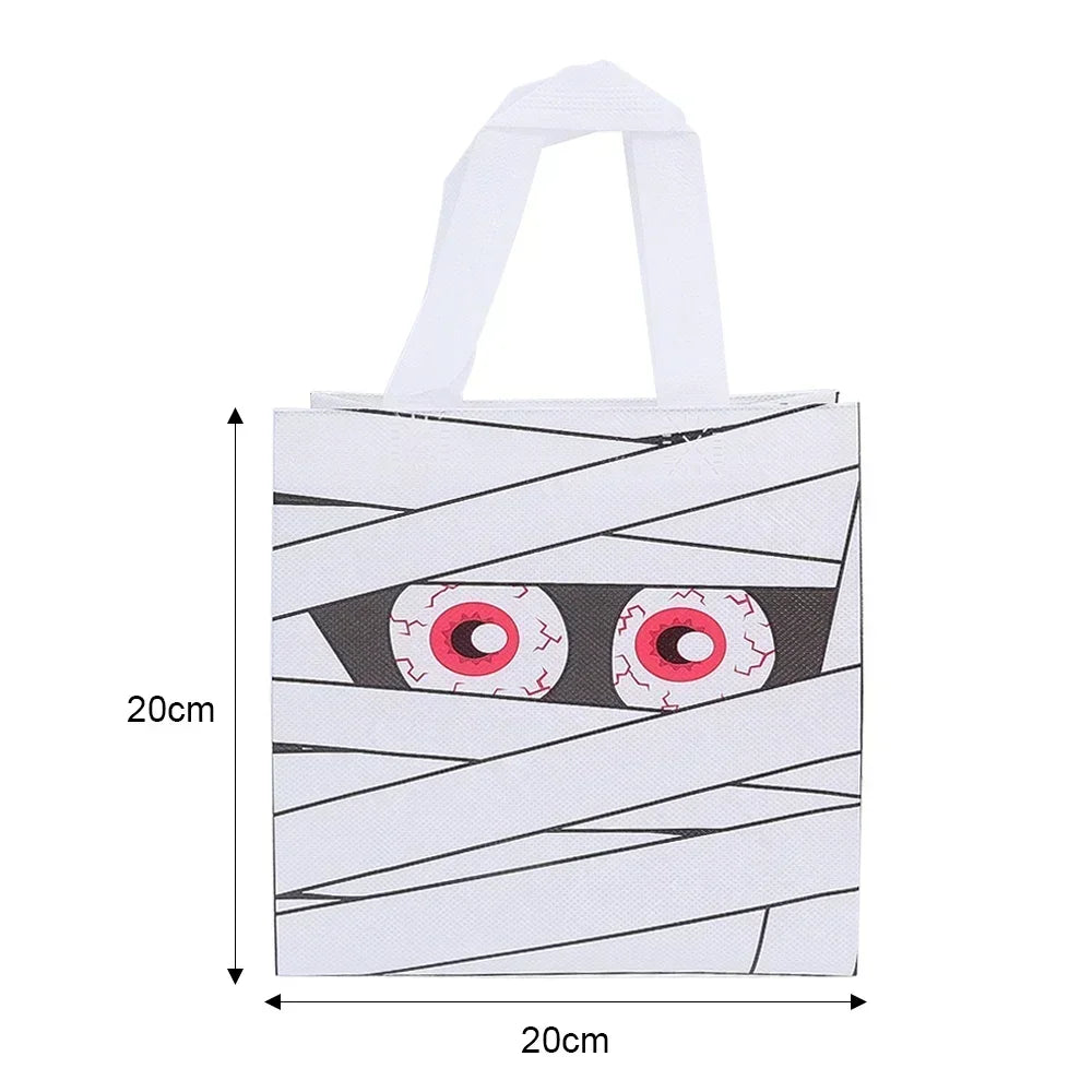 1-20pc Halloween Non-Woven Treat Bags Pumpkin Ghost Bat Mummy Monster Cat Pattern Totes Bag Trick or Treat Halloween Party Favor
