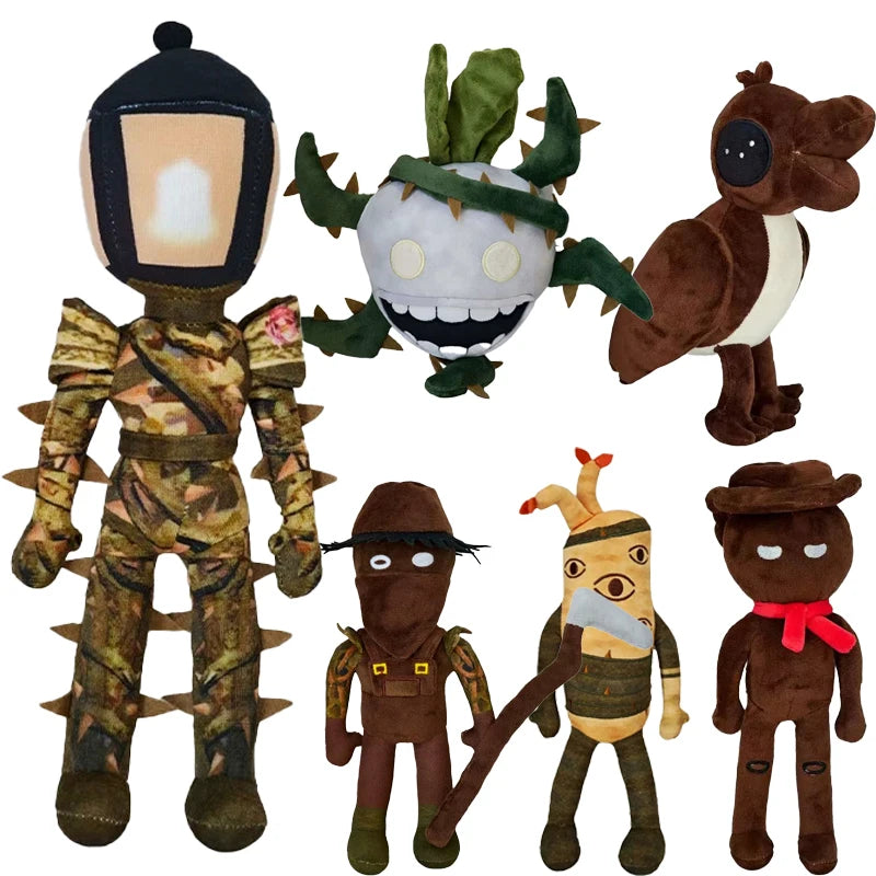 Doors Outdoors Plush Horror Game Carrot Gardener Wooden Man Cactus  Image Toys Halloween Party Home Decor Plush Toy Doll  Gifts