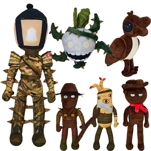 Doors Outdoors Plush Horror Game Carrot Gardener Wooden Man Cactus  Image Toys Halloween Party Home Decor Plush Toy Doll  Gifts