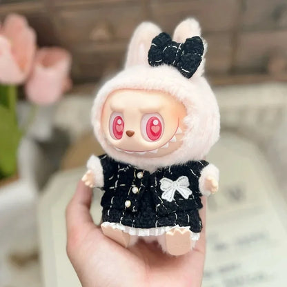 Mini Doll'S Clothes Outfit Accessories for Korea Kpop Exo 15cm Labubu Idol V2 Pink Black White Blue Skirt Set Clothing Gift