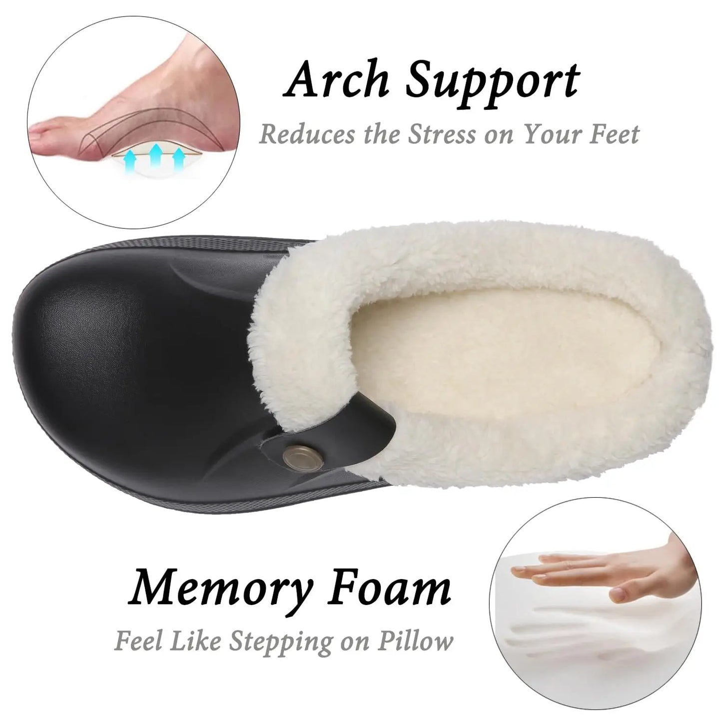 Evshine Winter Warm Clogs Men Waterproof Garden Slippers Fur Clogs Slippers Fuzzy Plush Slippers Bedroom Shoe for Indoor Outdoor