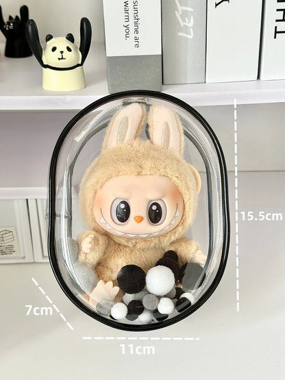 V1 V2 Labubu Protective Cover Cotton Doll Sitting Bag Transparent Doll 17cm Dustproof Hanging Plush Doll Dust Drying Doll Bag