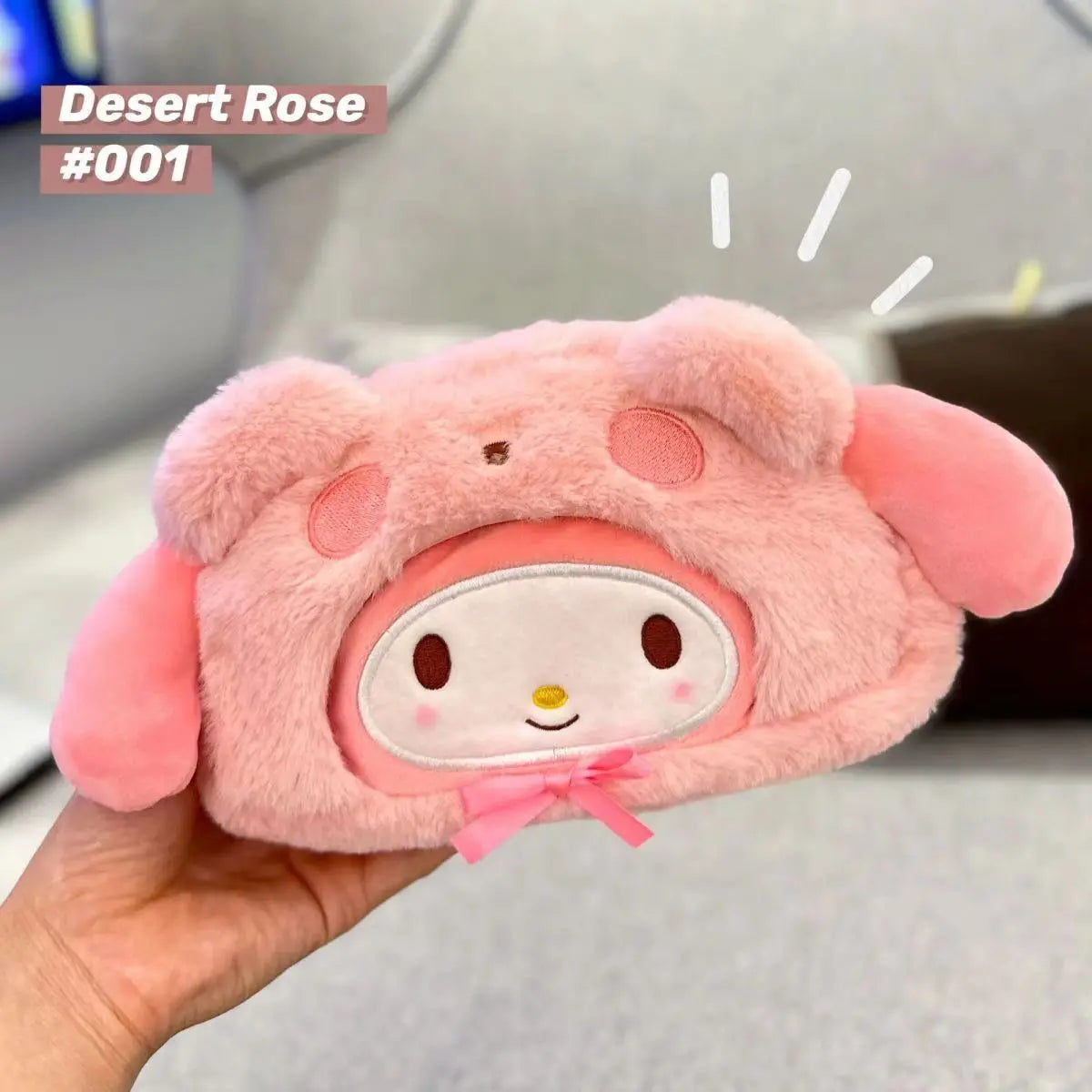 Sanrio Kuromi Cosmetic Bag Plush Pencil Case Hello Kitty Makeup Bag Large Capacity Stationery Pencil Pouch Storage Bag Girl Gift