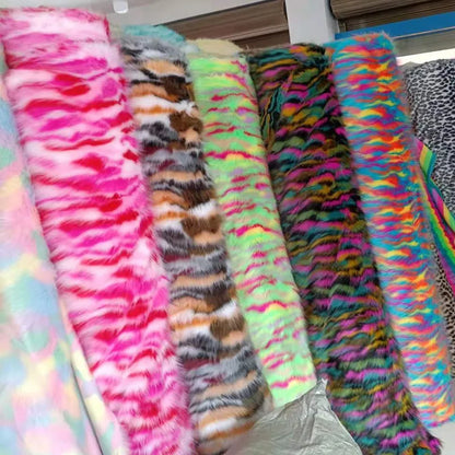 170*50cm High Grade Thicken Jacquard Fox Imitation Faux Fur Fabric,colorful Jacquard Fur Fabric for Patchwork