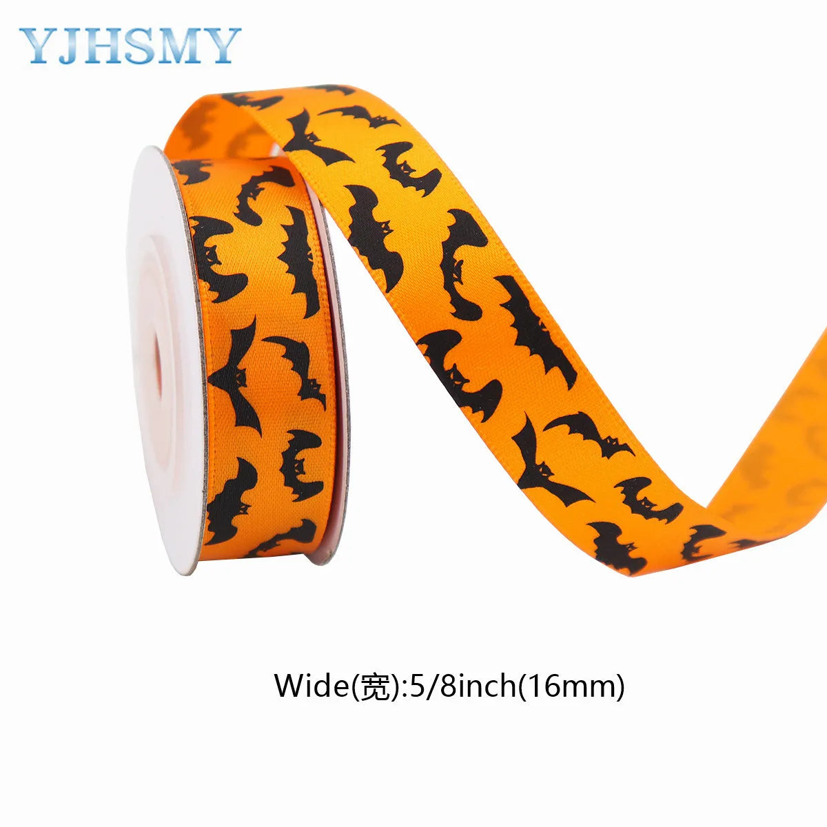 5/8'' Wide Halloween Ribbons Satin Ribbon Pumpkin Ghost Skull Printed Halloween Wrapping Ribbon for Halloween Theme DIY Craft