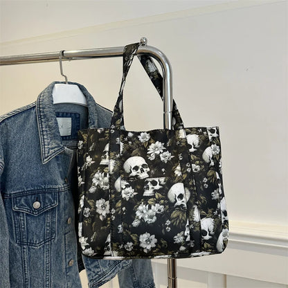 Trendy All Saints' Day Skull Print Decoration Women's Handbags Large Capacity Shoulder Bag Messenger Bag for Outings Halloween