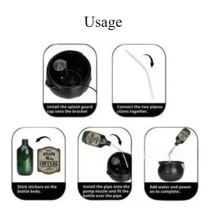 Halloween Black Witch Bowl Magic Float Bottle and Diffuser Horror House Decoration Hocus Pocus Party Scary Props Halloween Decor