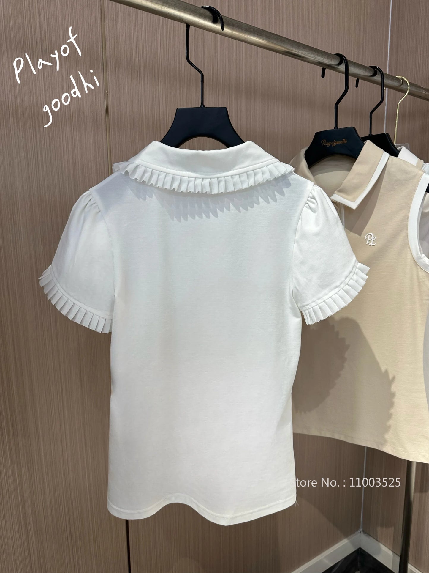 2025 Golf Clothing Shirt Women Korean Elegant Short Sleeve Shirts Slim Quick Dry Tops Ruffle Pleated Tennis Jerseys Golf Wear