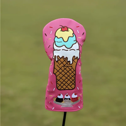 Ice Cream Design Golf Club #1 #3 #5 Wood Headcovers Driver Fairway Woods Cover PU Leather Head Covers