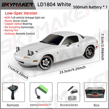 Skymaker LDRC LD1804 1/18 RC Drift Car MX5 2.4GHz RWD With ESP Gyroscope On-Road LED Lights Full Scale RC Cars Children Toy Gift