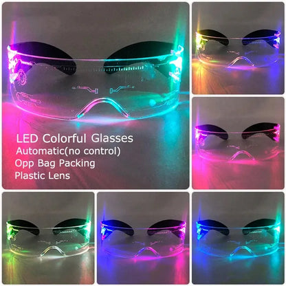 Halloween Party Glasses LED Light Up Cyberpunk Glasses Glowing Cool Goggles for Man Women Futuristic Cosplay Bar Party Props