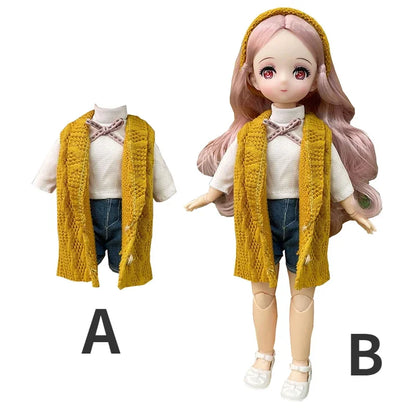 Fashion 30cm BJD Doll Anime Face Two-Dimensional Princess Doll (B) or Dress Up Clothes (A) Accessories Kids Girls Doll Toy Gift