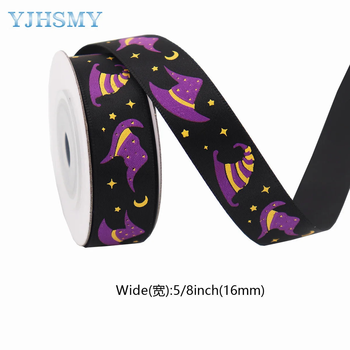 5/8'' Wide Halloween Ribbons Satin Ribbon Pumpkin Ghost Skull Printed Halloween Wrapping Ribbon for Halloween Theme DIY Craft