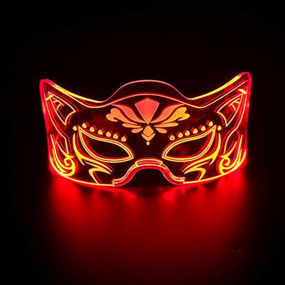 2025 Halloween Christmas Glow Supplies Party Half Face Mask Colorful Luminous LED Neon Light Mask Nightclub Bar Music Decor Prop