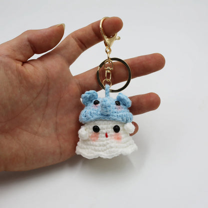Halloween Home Decoration Handmade Knitted Witch Ghost Doll Ornament  Cute Pumpkin Ghost Keychain for Bag Pendant Christmas Gift