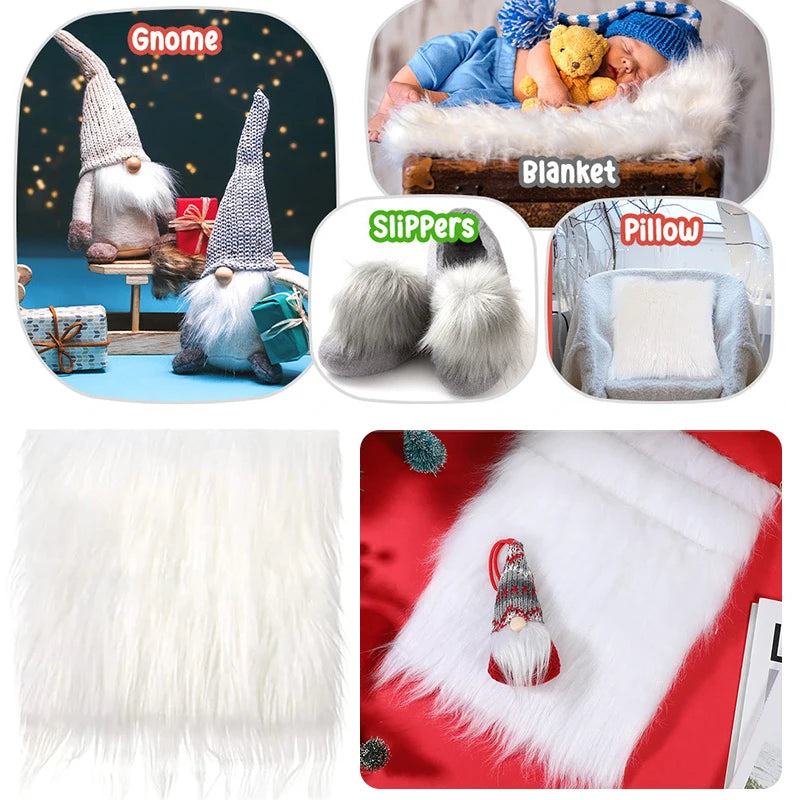 25*25Cm Faux Fur Fabric Square Artificial Fur Long Pile Plush Fabric for DIY Chair Cushion Crafts Dolls Beard Hair Decoration