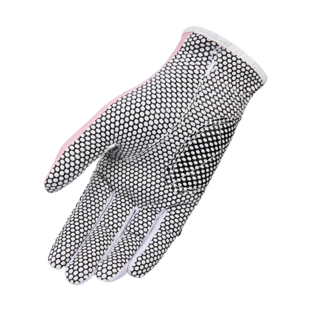 Golf Women's Gloves PU Leather Left and Right Hands 1 Pair of Anti Slip Particles With Breathable Outdoor Sports Gloves
