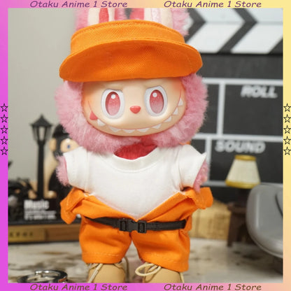 Funny Prison Style Labubu Clothes Cute Orange One-Piece Suit Mini Plush Doll Clothing Fashion Doll Accessories DIY Gift
