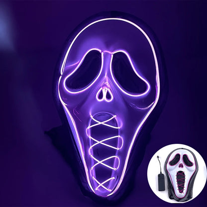 2025 Halloween Horror Mask Luminous LED Light Party Mask Adult Full Face Headgear Night Mask Glowing in Happy Halloween
