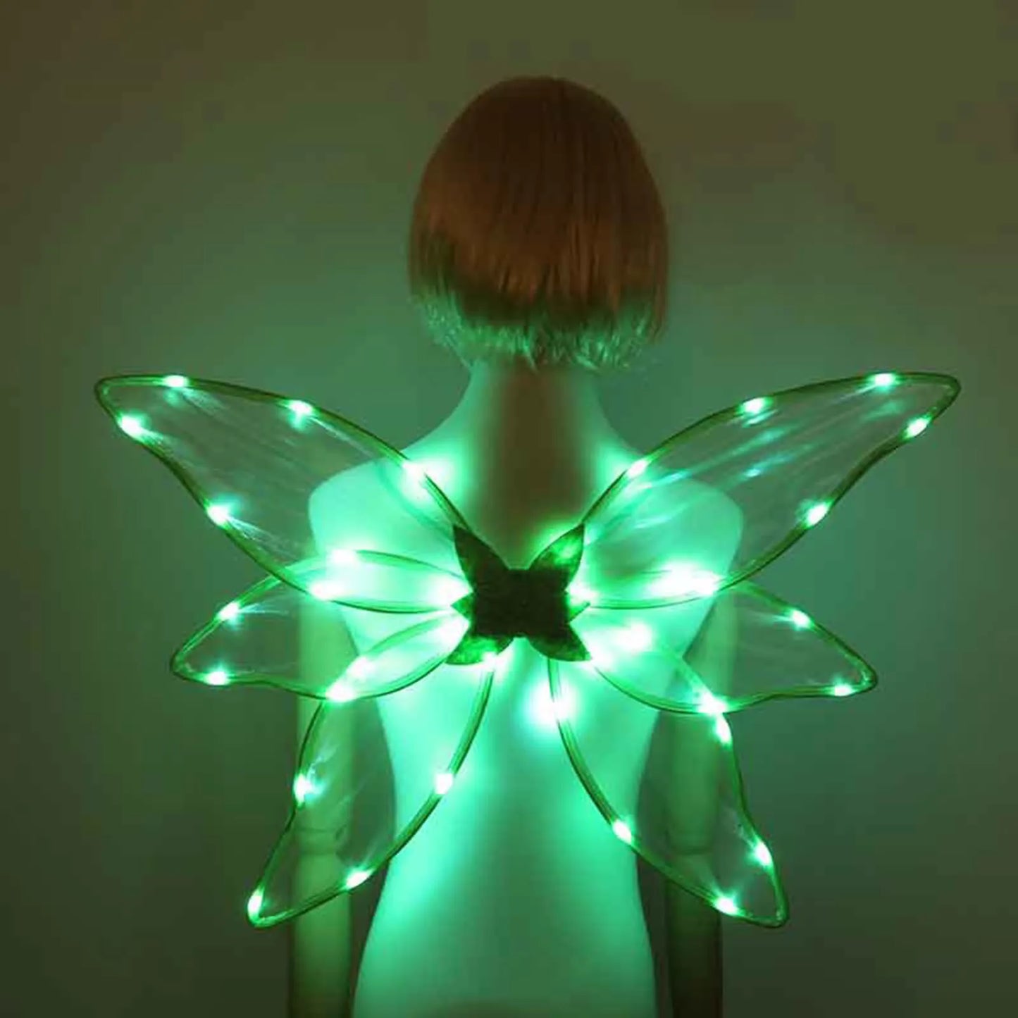 Kids Girl Elf Wings Light Up Fairy Wings LED Butterfly Wings Halloween Cosplay Costume Birthday Wedding Dress Up Party Accessory