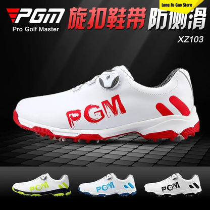 PGM Golf Men's Shoe Rotating Lace Waterproof, Breathable, Non Slip Sports Shoe