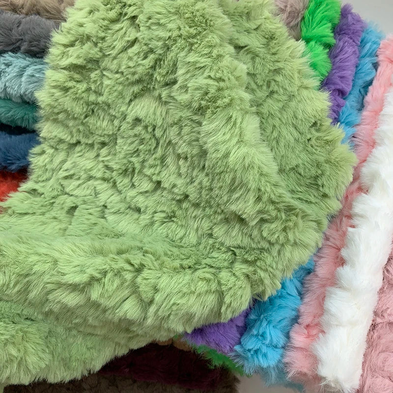 25x45cm Embossed Microfiber Plush Faux Fur Furry Fabric Soft Imitation Rabbit Fur DIY Doll Garment Coat Jacket Sewing Material