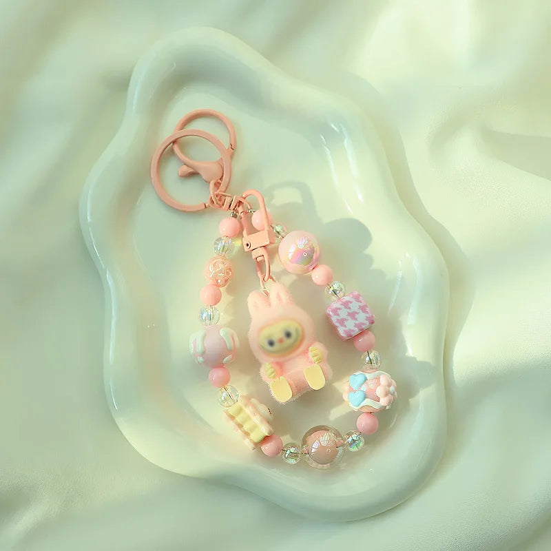 New Christmas Labubu Kawaii Particles Keychain Bag Cell Phone Charm Key Chain Christmas Gift