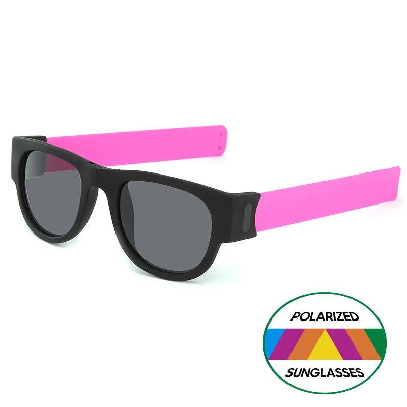 VIVIBEE Novelty Mirror Men Polarized Folding Sunglasses New Arrival Slap Sport Foldable Wristband Shades 2025 Trend Product