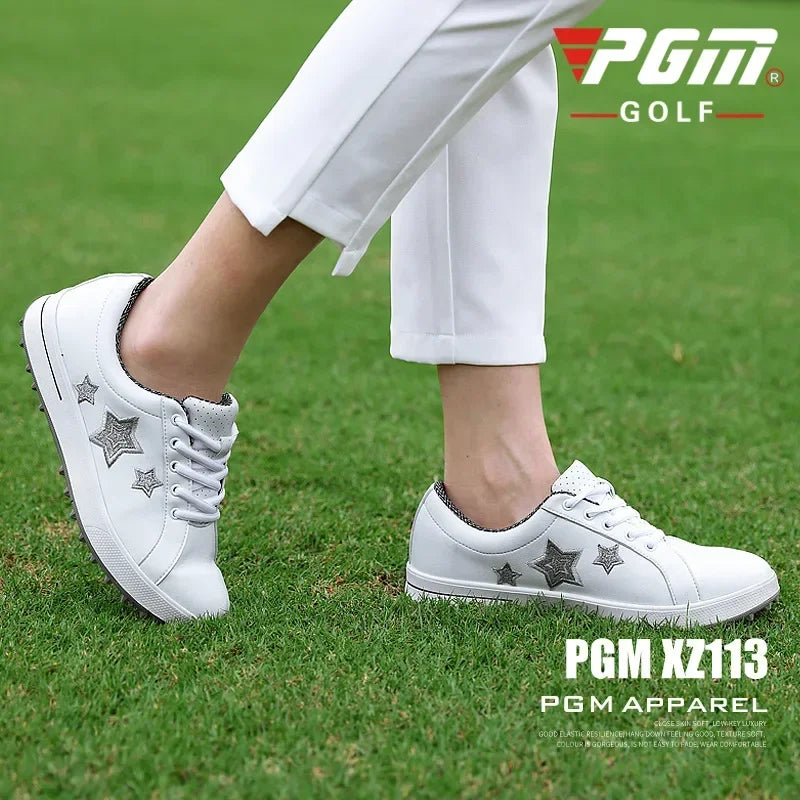 PGM Korean Women Golf Shoes Leisure Fixed Nail Waterproof Sneakers Non-Slip Girls Sports XZ113
