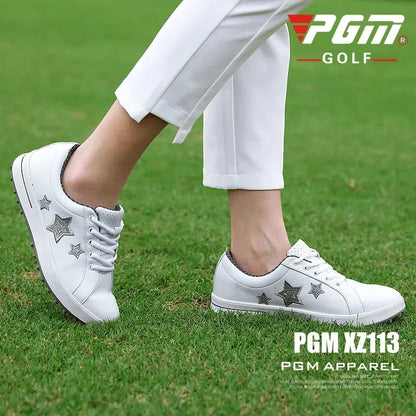 PGM Korean Women Golf Shoes Leisure Fixed Nail Waterproof Sneakers Non-Slip Girls Sports XZ113