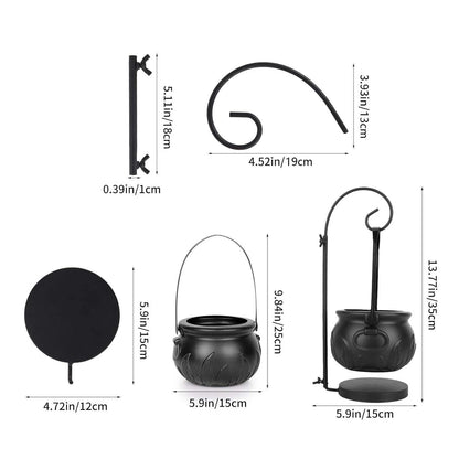 1set Halloween Decoration Party Witch Cauldron Indoor and Outdoor Props With Stand and Black Plastic Bowl Candy Party Gifts