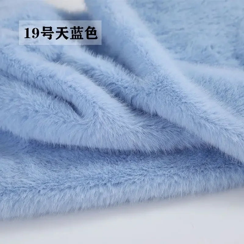 2cm Faux Mink Fur Plush Fabric by the Meter for Clothing Scarf Dolls Background Decoration Diy Sewing Cloth Soft Pink White Blue
