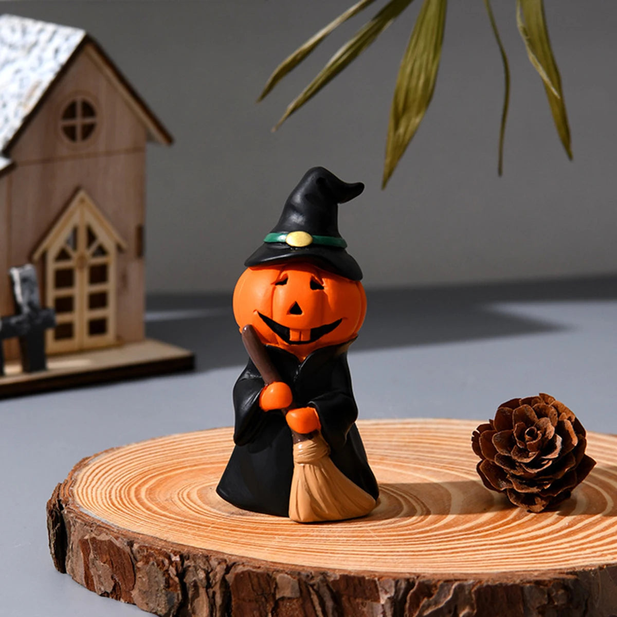 1PCS Cute Halloween Decor Set - Ghost Witch Pumpkin Resin Figurines for Home Tabletop Party Ghost Festival Decorations Gifts