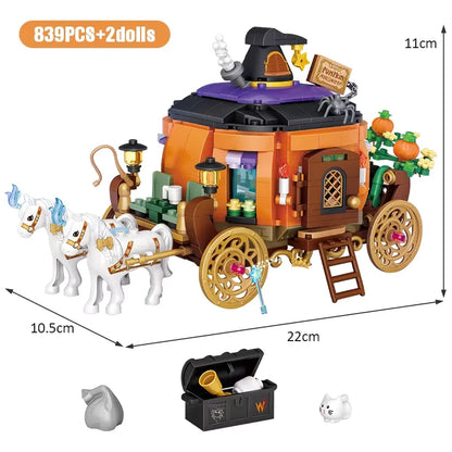 Halloween Creative Building Blocks Set MOC Halloween Hut Pumpkin Lantern Pumpkin House Decoration Assemble Bricks Kit Toys Gifts