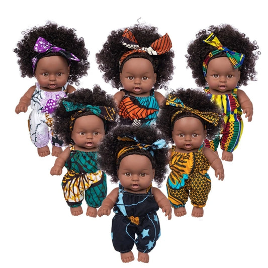 African Black Baby Toy With Curly Hair Christmas Simualtion Cartoon for Doll