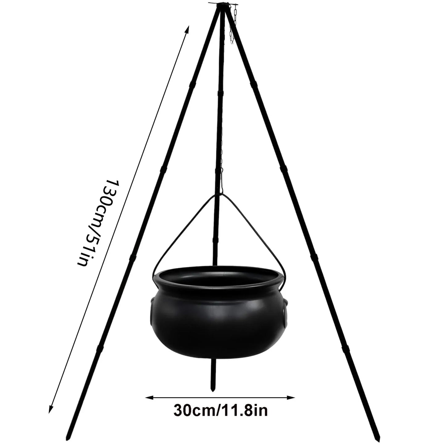 Halloween Decor Outdoor Large Witch Cauldron on Tripod With Lights Candy Bucket Halloween Bonfire Horror Carnival Party Decor