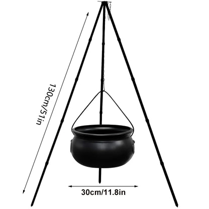 Halloween Decor Outdoor Large Witch Cauldron on Tripod With Lights Candy Bucket Halloween Bonfire Horror Carnival Party Decor